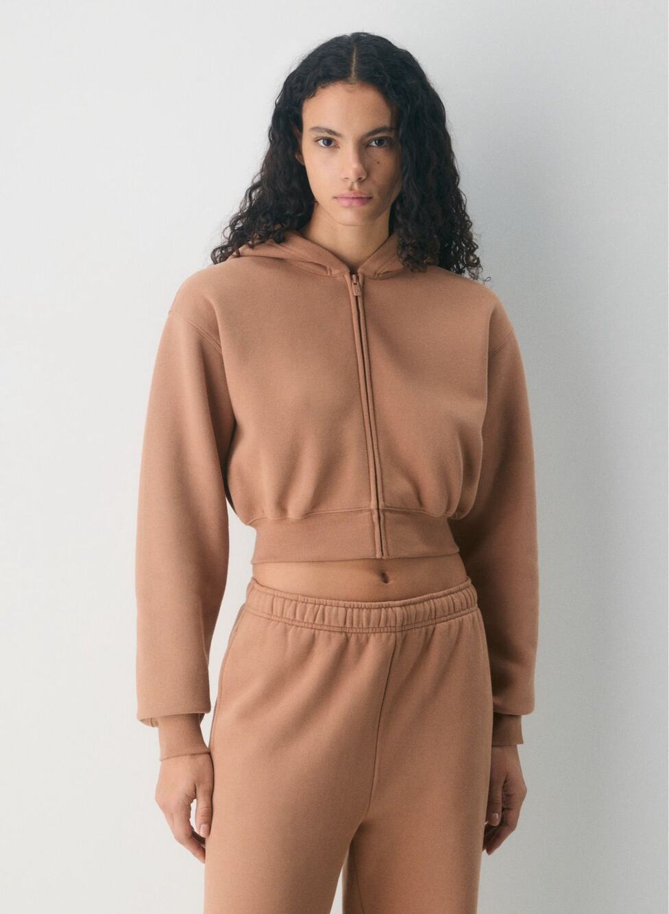 Aritzia TNA Cozy Fleece Oversized Zip Hoodie Brown Size XS